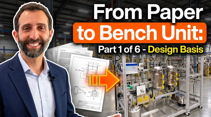 From Paper to Bench Unit, Part 1 of 6 — Design Basis: presenter, research papers, and reactor skid.